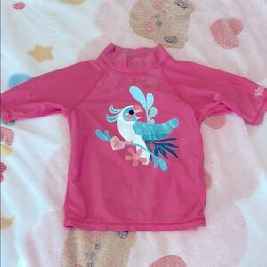 Kids Pink Swim Shirt with Parrot Design